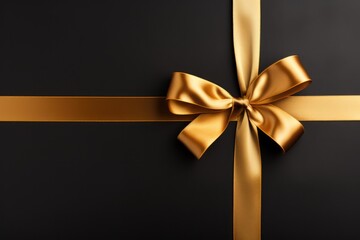A Luxurious Black Gift Box Adorned with a Shimmering Gold Ribbon