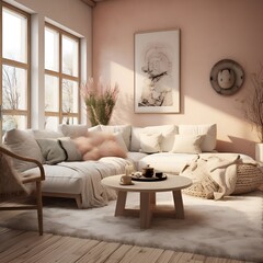 pale boho style livingroom interior design