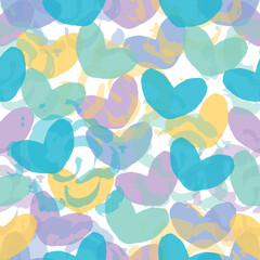 Seamless pattern. Multicolored hearts.