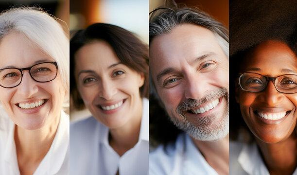Empleados felices se re&uacute;nen para mostrar la belleza de la diversidad, los diferentes or&iacute;genes y culturas en el lugar de trabajo.