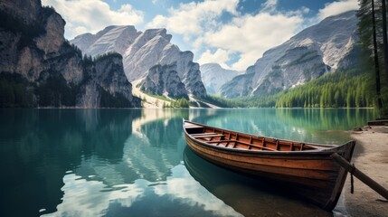 serene lake braies: captivating alpine landscape with crystal waters and majestic peaks