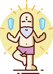 Fun Monk Meditation Illustration