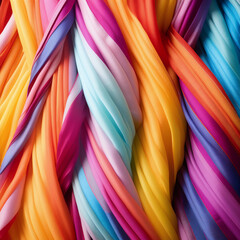 twisted colorful ribbons, many layers of colorful textiles, colorful background, 
fabric weave