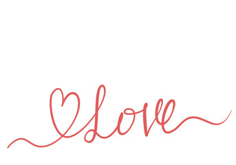 Hand drawn lettering of word LOVE. Vector illustration.