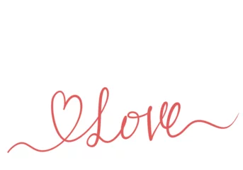 Rideaux velours Typographie positive Hand drawn lettering of word LOVE. Vector illustration.