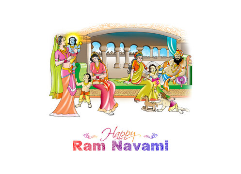 Lord Rama birth day. Happy Rama Navami festival. Worship of Shree Ram Navami. Indian hindu god Shri ram puja.