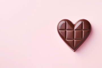 Gift with love for valentine's day heart shaped dark chocolate banner with empty space on white background. Generative AI