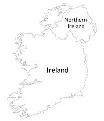 Ireland and Northern Ireland map. Map of Ireland Island Map in white color