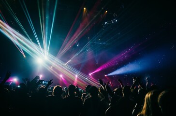 Fototapeta na wymiar Crowd Enjoying Light Show at Music Concert