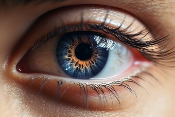 Human Eye Close-Up with Striking Blue Iris