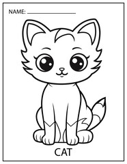 Cat coloring page for kids