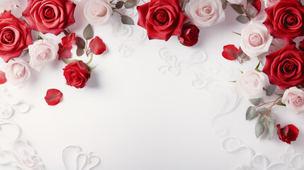 collection of various roses on white background.