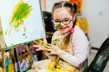 Color painting for disabled kids, child who are down syndrome and student teacher, development of...