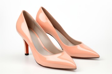 Women's casual low-heeled shoes in soft peach color
