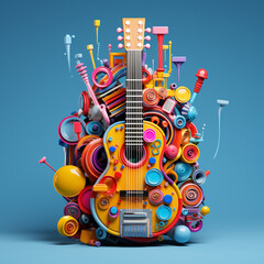 abstract music background with guitar