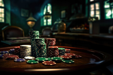Casino BlackJack.playing chips. Internet gambling concept.gambling at the craps table at the casino.Luck
