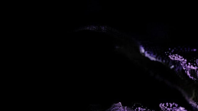 Nuvola di particelle animate con carrellata indietro della videocamera