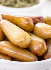 pinhão seeds, typical food of brazil, araucaria seed consumed in winter, served hot and cooked in the june festivities