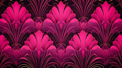 Glamorous Hot Pink Art Deco Pattern Background