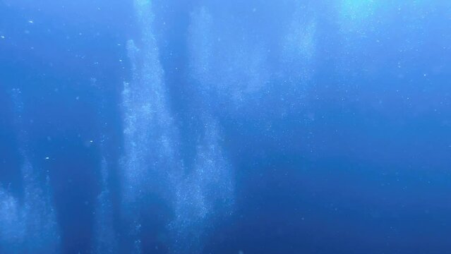 Scuba Divers underwater making bubbles 4k high quality