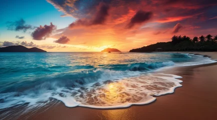 Foto op Canvas Sunset over tropical beach landscape © Victoria