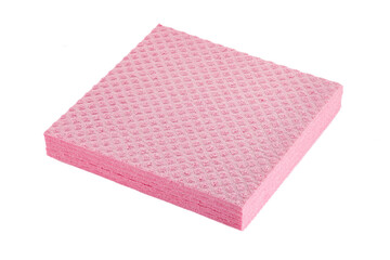 Sponge cloth for cleaning Isolated on white background. Kitchen wipe cloth. Cellulose sponges. Set of sponge wipes for cleaning.