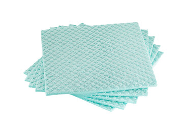 Sponge cloth for cleaning Isolated on white background. Kitchen wipe cloth. Cellulose sponges. Set of sponge wipes for cleaning.