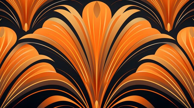 Glamorous Orange Art Deco Pattern Background