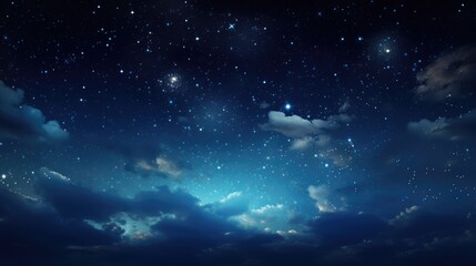 Nebula, clouds and stars in the bright night sky, abstract background. AI Generated 
