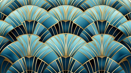 Glamorous Sky Blue Art Deco Pattern Background