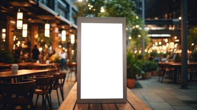 Empty Vertical space advertisement board, blank white signboard on roadside in city, Vertical blank billboard in city in night time, White signboard or lightbox on roadside for advertisement placement