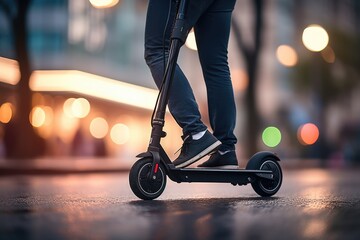 Obraz premium an electric scooter traveling on a city