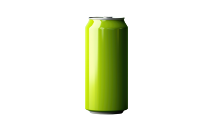Green aluminum soda can isolated on transparent background, mockup, can for beer and carbonated drinks