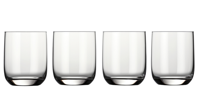 Different empty glasses on transparent background. Drinkware set