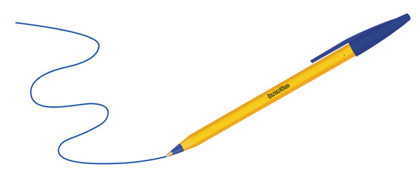 orange yellow ball point pen , vector illustration of ball point