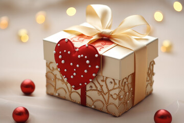 Obraz na płótnie Canvas Cute gift box with heart. 