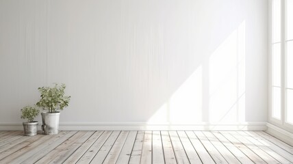 Beautiful entirior background for presentation green wall and wooden floor - obrazy, fototapety, plakaty