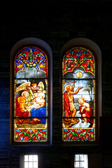 Stain glasses of the Notre Dame Cathedral Basilica of Saigon - obrazy, fototapety, plakaty