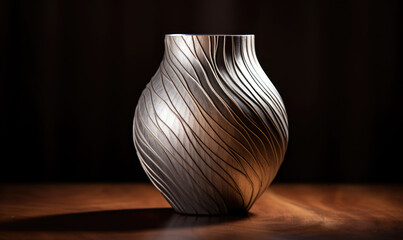 An elegantly textured vase capturing the interplay of light and shadow, showcasing minimalist beauty.