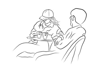 illustration of a two persons with coffee - 693187599