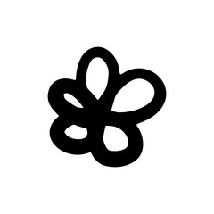 Kids drawing flower outline illustration. Scribble kids drawing flower isolated on white. Use kids drawing flower for decoration, Valentines day, wedding. Hand drawn flower with swirls, bold line.