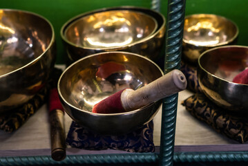 The singing bowl. Yoga, buddhism