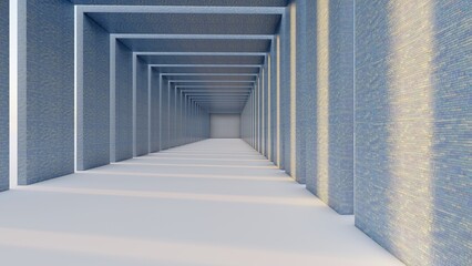 Architecture background geometric arched interior 3d render