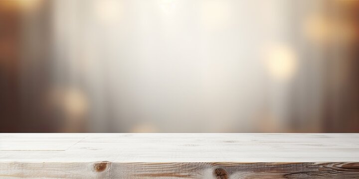 Blurred background complements white wooden tabletop.