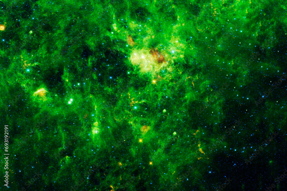 Wall mural green space nebula. elements of this image furnished by nasa