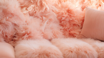 Peach fuzz colored fur, copy paste for text - obrazy, fototapety, plakaty