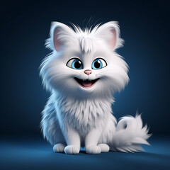 Naklejka na ściany i meble white cat with blue eyes made with generative AI