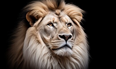 black background with white lion