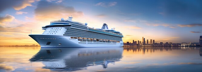 cruise ship on a big ocean - obrazy, fototapety, plakaty