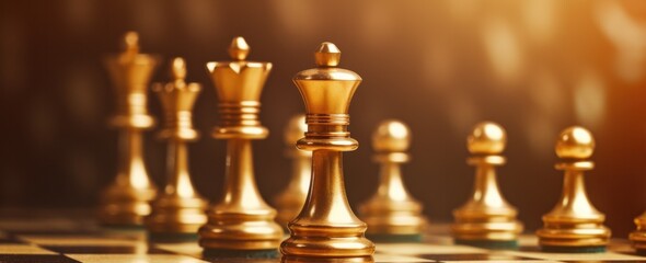 golden chess pieces on a table